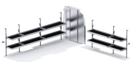 Folding Shelves Package - Sprinter 170" EXT WB High Roof - Sliding Partition
